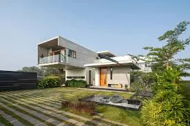 Résidence Cantilever: Harmonie entre design audacieux et nature au Bengale.